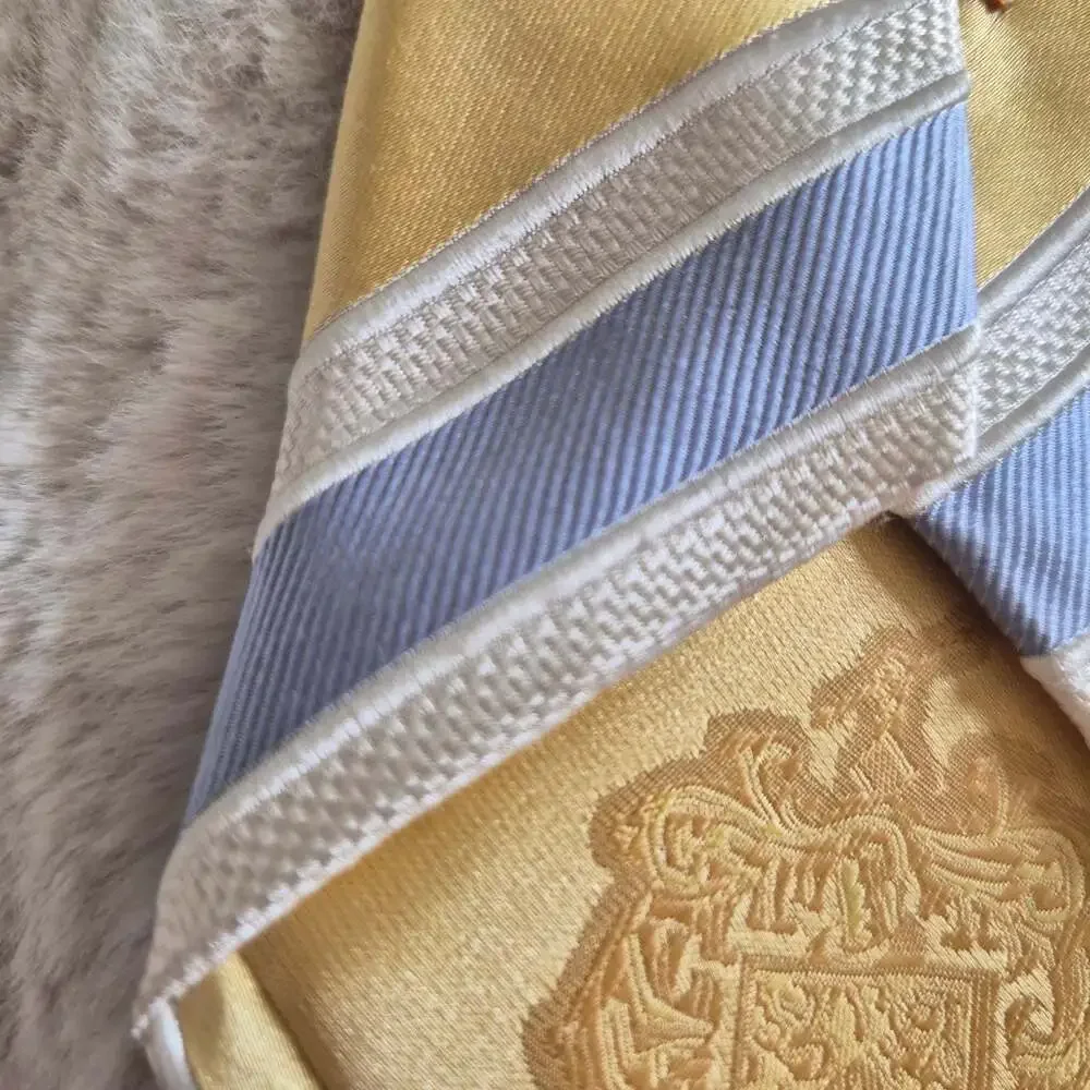 Donald J. Trump Signature Collection Yellow and Blue Striped Silk Necktie